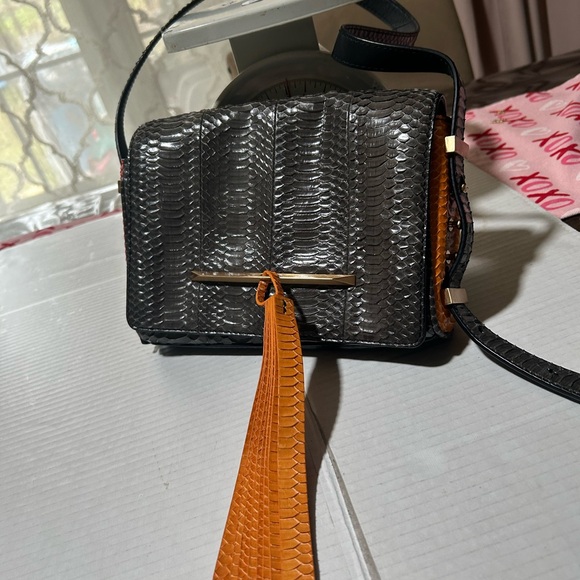 Brian Atwood Black and Orange Shoulder Bag